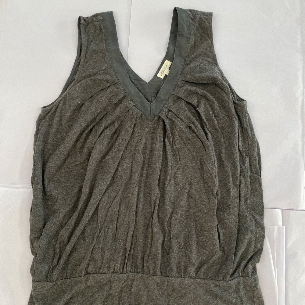 Generra Gathered Relaxed V-Neck Tank Top Dark Grey Very Soft Cotton, size S